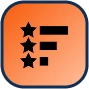 Rating badge icon representing customer ratings and performance evaluation.